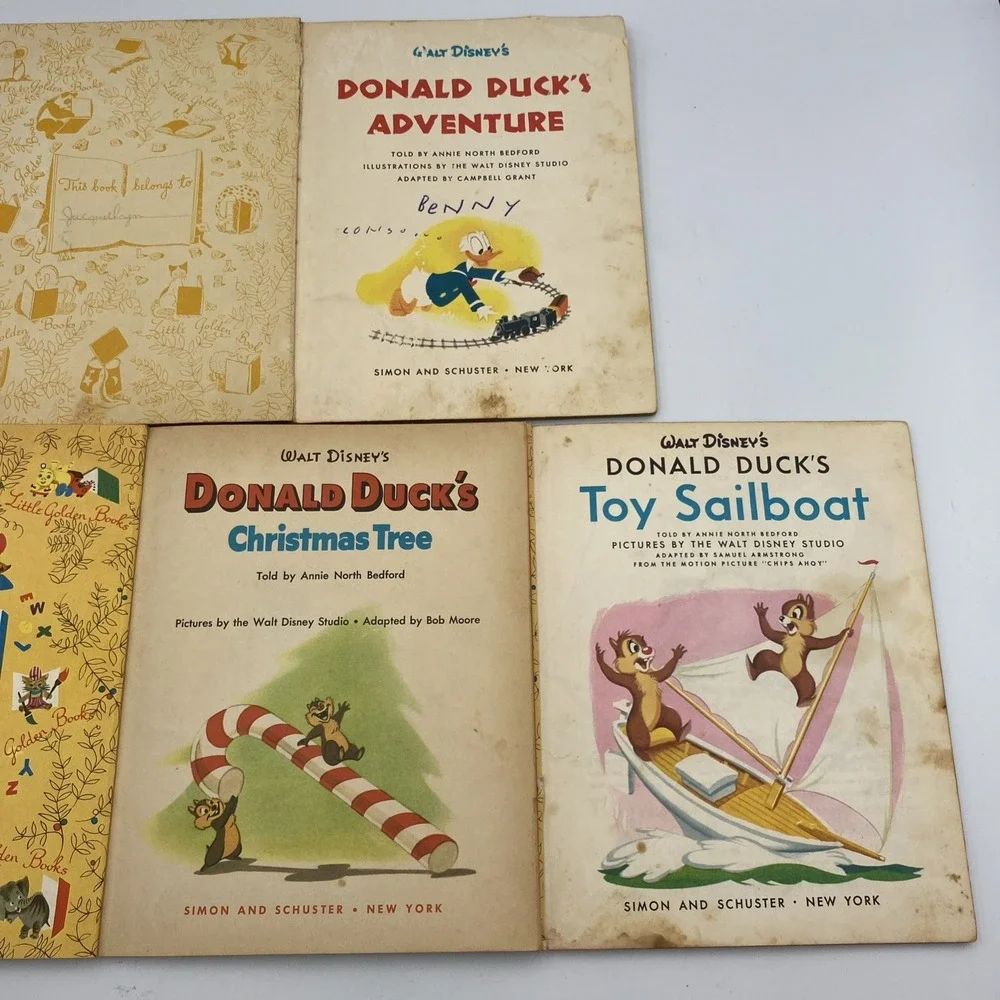 Lot Set of 3 Vintage Disney Little‎ Golden Books Donald Duck